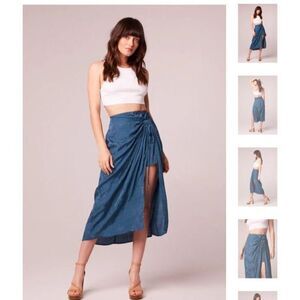 NEW Band of the Free Celene Deep Teal Layered Midi Skirt M